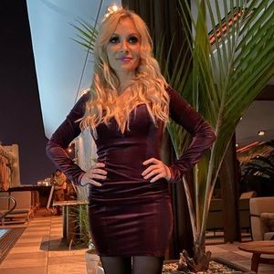 Burgundy Velvet Dress